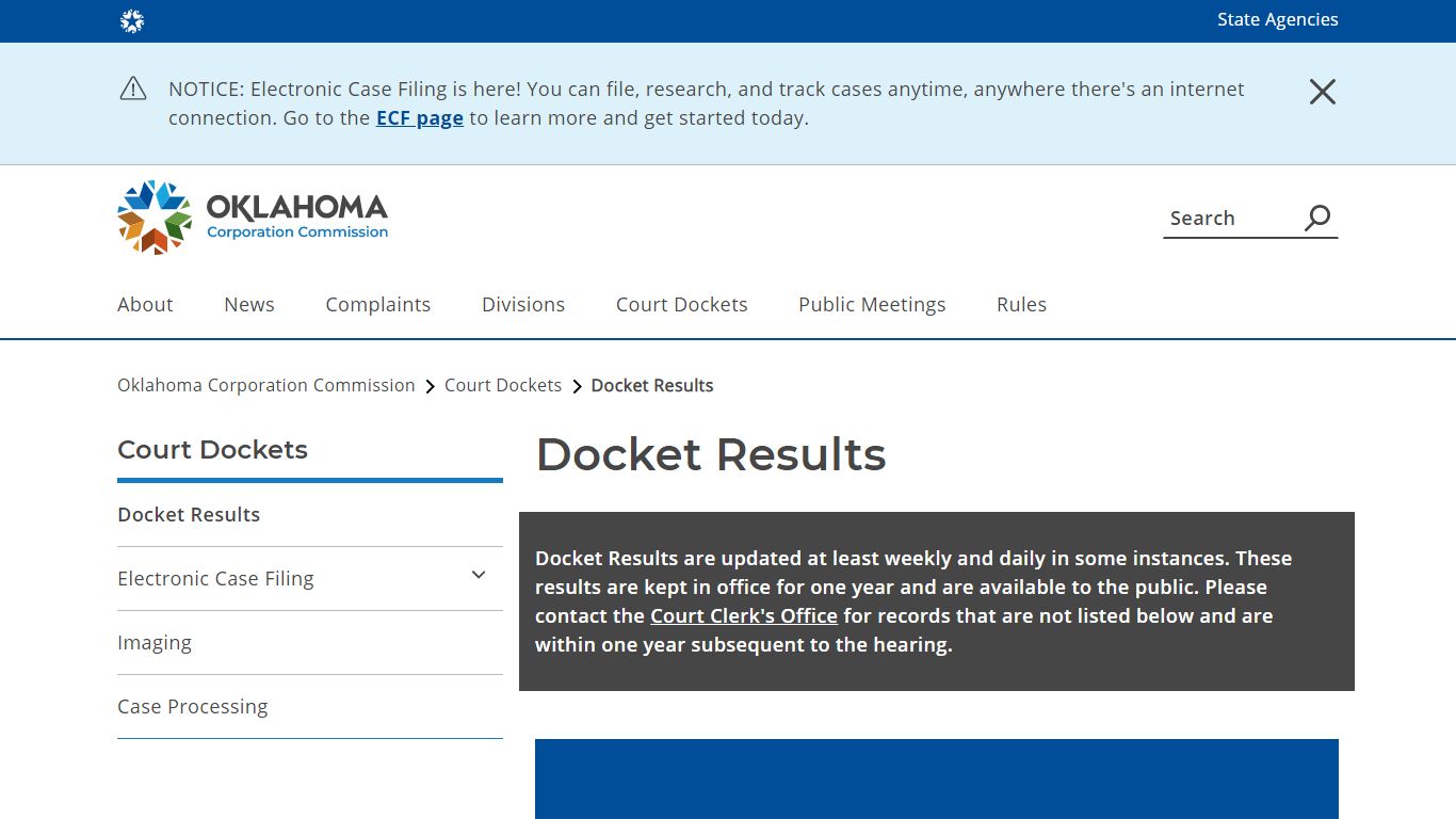 Docket Results - Oklahoma Corporation Commission